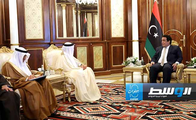 لقاء المنفي مع وزير الخارجية البحريني عبداللطيف الزياني، الإثنين 6 مايو 2024. (المجلس الرئاسي)