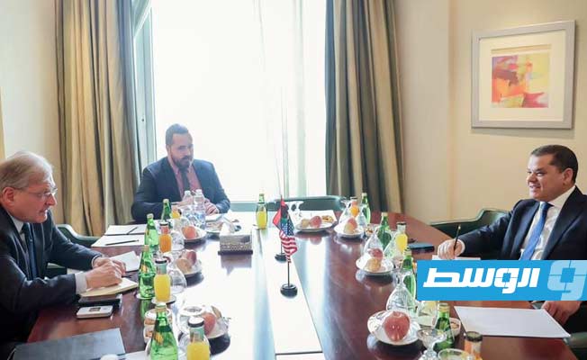 اجتماع نورلاند مع الدبيبة في طرابلس، الخميس 17 مارس 2022. (السفارة الأميركية)