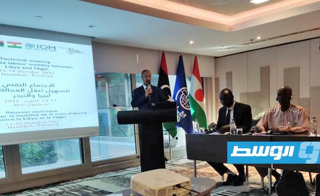 اجتماع اللجان الفنية بين ليبيا والنيجر بشأن تنظيم تنقل العمالة في إسطنبول. (وزارة العمل والتأهيل)