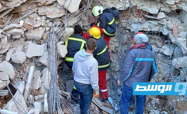 جانب من مشاركة الفريق الفني الليبي في جهود إنقاذ متضرري الزلزال بتركيا، الخميس 9 فبراير 2023 (هيئة السلامة الوطنية)