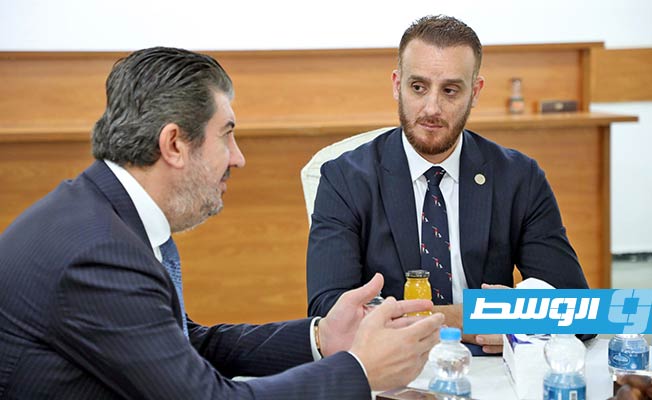 جلسات العمل بين أصحاب الأعمال الليبيين والأتراك بمقر غرفة التجارة والصناعة والزراعة طرابلس، الأربعاء 2 أغسطس 2023. (وزارة الاقتصاد والتجارة)