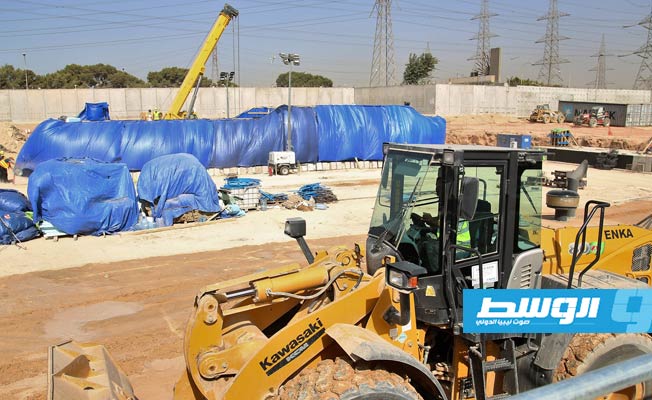 أعمال الإنشاءات بمشروع محطة كهرباء غرب طرابلس الاستعجالي. (الشركة العامة للكهرباء)