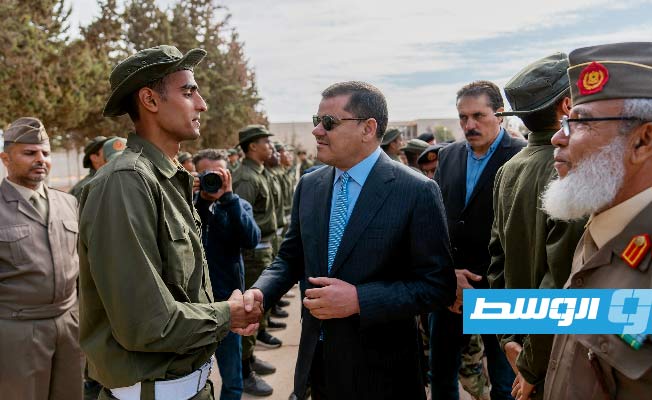 من زيارة الدبيبة إلى كلية الدفاع الجوية في مصراتة، 26 نوفمبر 2022. (المكتب الإعلامي لرئيس حكومة الوحدة الوطنية الموقتة)