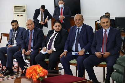 جانب من لقاء الدبيبة مع مديري الشركات الاستثمارية المملوكة للدولة الليبية بتشاد. الثلاثاء 25 يناير 2022 (صفحة حكومة الوحدة الوطنية على فيسبوك)