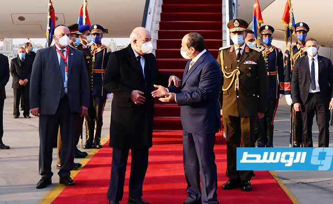 الرئيس المصري عبدالفتاح السيسي يستقبل نظيره الجزائري عبدالمجيد تبون. الإثنين، 24 يناير 2022 (المتحدث باسم الرئاسة المصرية)