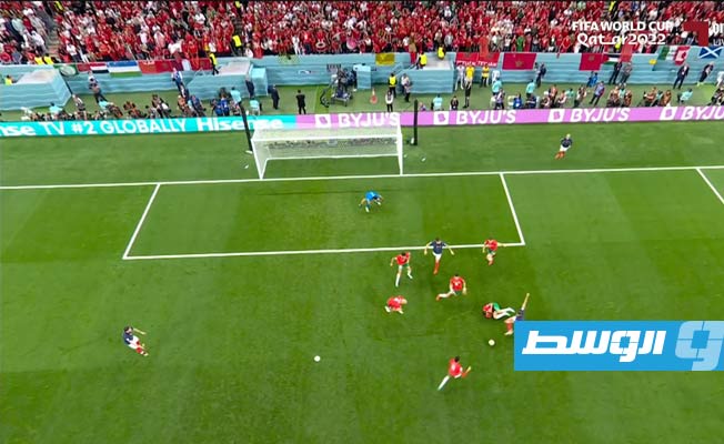 لقطة الهدف الأول لمنتخب فرنسا في شباك المغرب بنصف نهائي كأس العالم، 14 ديسمبر 2022. (الإنترنت)