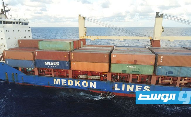 سفينة تركية جرى تفتيشها قبل توجهها إلى مصراتة، 20 أكتوبر 2020، (موقع عملية إيريني الإلكتروني)