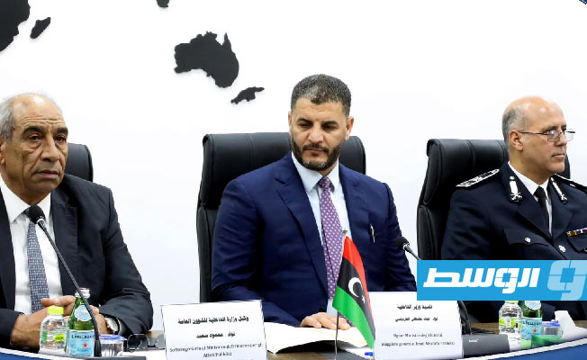 اجتماع الطرابلسي ووزير الداخلية الإيطالي في طرابلس، الأربعاء 14 فبراير 2024. (وزارة الداخلية)