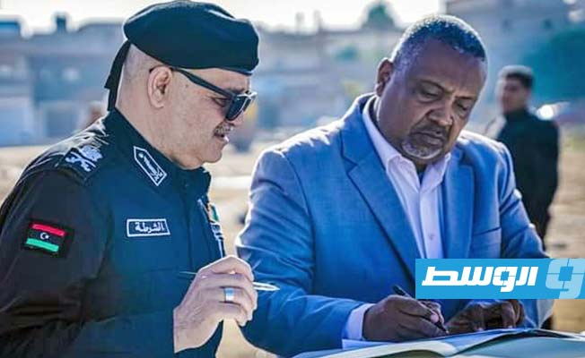 جانب من تفقد موقع إنشاء مركز شرطة بحي السلام، 9 ديسمبر 2022 (مديرية أمن بنغازي)