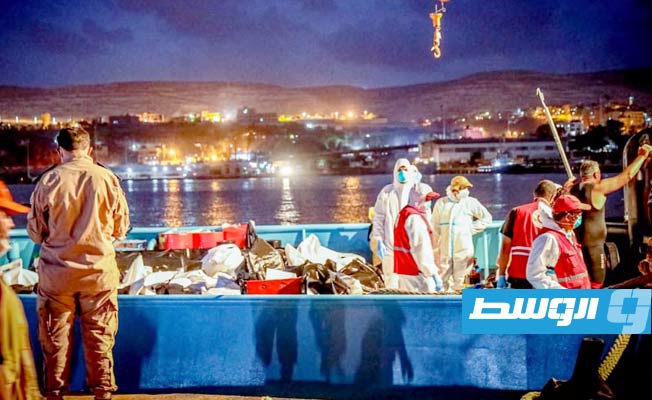 جهود انتشال جثث ضحايا «دانيال» في المناطق البحرية بمدينة درنة، 21 سبتمبر 2023. (مركز طب الطوارئ)