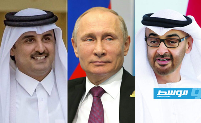 بوتين يناقش الأزمة الليبية مع أمير قطر وولي عهد أبوظبي