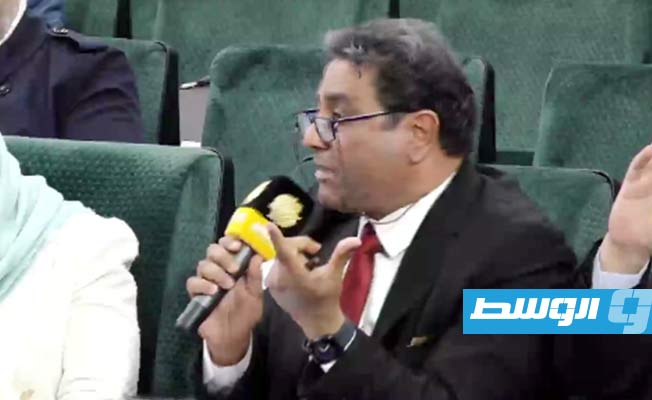 النائب عبدالسلام نصية خلال مشاركته في جلسة مجلس النواب ببنغازي، 20 فبراير 2023 (صورة من بث مرئي للجلسة)