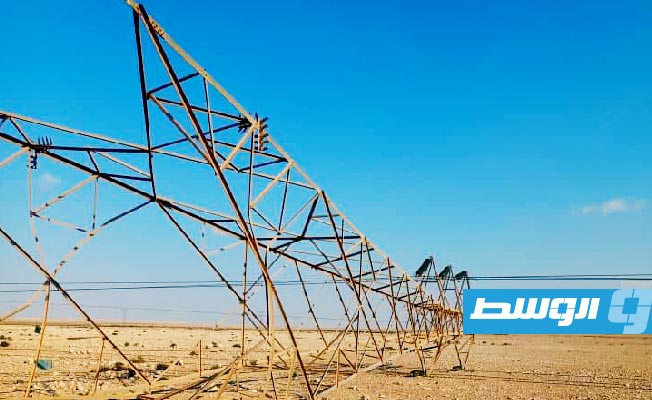 سقوط أبراج كهرباء على خط المخيلي - العزيات