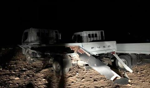 شاحنتان أخريان استهدفتا بسلاح الجو التابع لقوات حكومة الوفاق