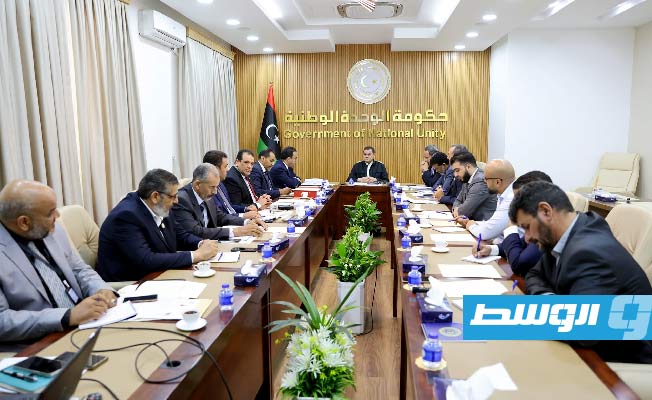 من اجتماع الدبيبة مع علي العابد وعدد من المسؤولين في طرابلس، 21 يونيو 2023. (حكومة الوحدة الوطنية)