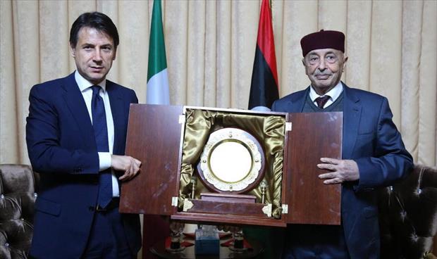 عقيلة صالح يناقش مع رئيس الوزراء الإيطالي مخرجات مؤتمر باليرمو والانتخابات