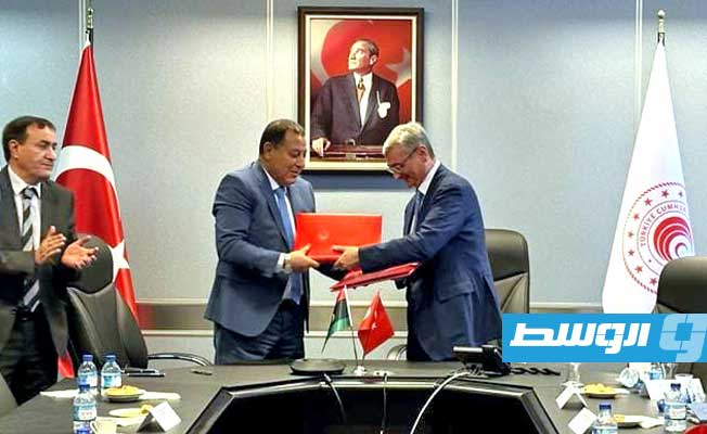جانب من اجتماع عقد اليوم الأربعاء بين مصلحتي الجمارك الليبية والتركية في أنقرة، الأربعاء 18 أكتوبر 2023 (مصلحة الجمارك الليبية)