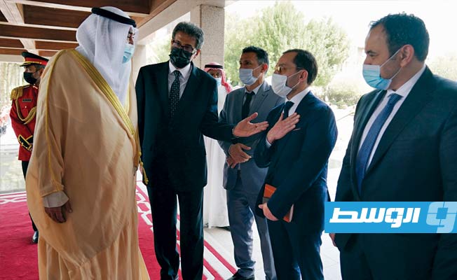 رئيس وزراء الكويت يستقبل الدبيبة، 7 أبريل 2021. (كونا)
