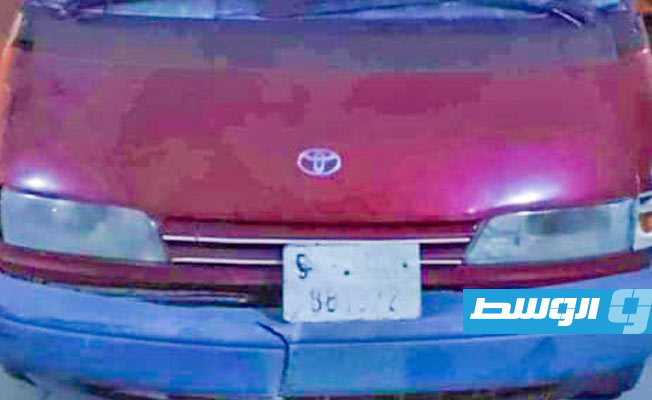 سيارة مطلوبة جرى العثور عليها في أحد الاستيقافات الأمنية بالعاصمة طرابلس، 14 نوفمير 2023. (مديرية أمن طرابلس)