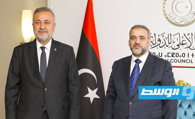 المشري والسفير التركي خلال لقائهما في طرابلس، الأحد 9 يناير 2022. (المجلس الأعلى للدولة)