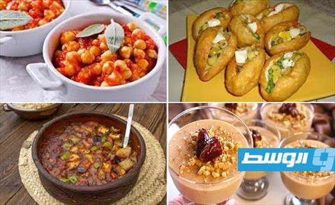 حمص بالصلصة وخبزة محشية على مائدة رمضان في اليوم العشرين