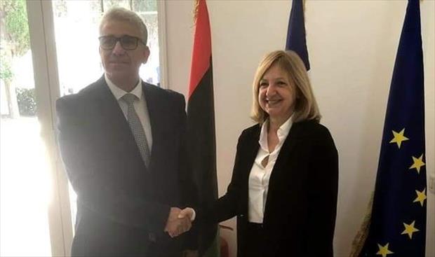 باشاغا والسفيرة الفرنسية (صفحة مجلس الوزراء بحكومة الوفاق عبر فيسبوك)