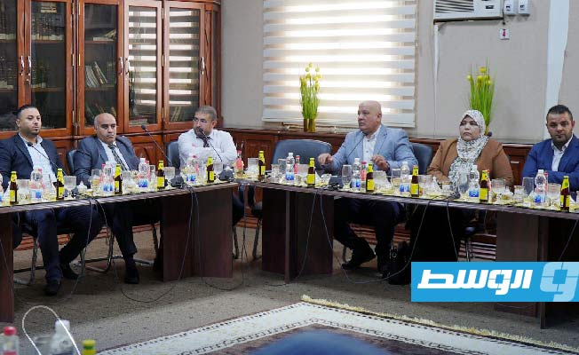 اجتماع الدبيبة في مصراتة مع عدد من مسؤولي قطاع العدل، 14 أكتوبر 2023. (حكومتنا)