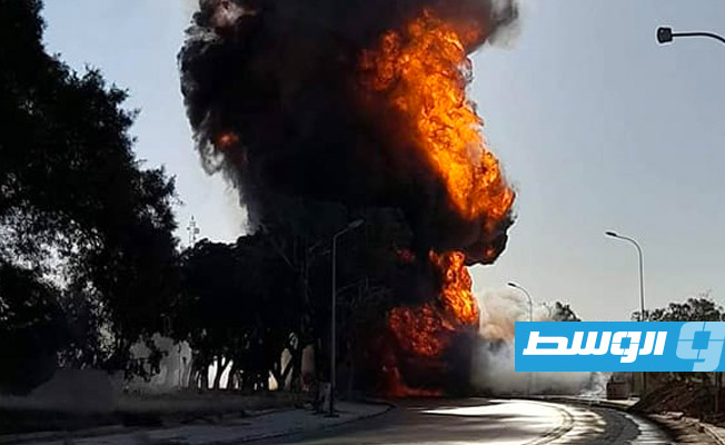 حريق في محطة وقود ببنغازي، 24 مايو 2022، (الإنترنت)