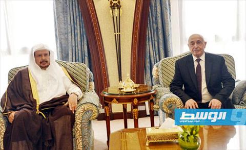 عقيلة صالح يبحث مع رئيس مجلس الشورى السعودي أوجه التعاون البرلماني