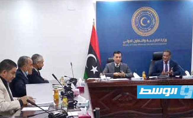 اجتماع الأول للجنة متابعة السجناء الليبيين في الخارج للعام 2022، الأربعاء 9 فبراير 2022. (وزارة الخارجية)