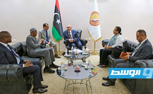 رئيس المجلس المستشار عقيلة صالح يجتمع مع المبعوث الأممي عبدالله باتيلي في مدينة بنغازي، الإثنين 24 يوليو 2023 (بليحق)