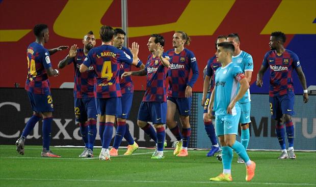 برشلونة يعزز تربعه على عرش الدوري الإسباني بثنائية في ليجانيس
