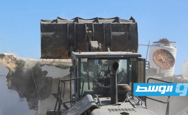 Law Enforcement Dept. demolishes buildings illegally constructed on state-owned land in the Al-Quway’a area of Tripoli