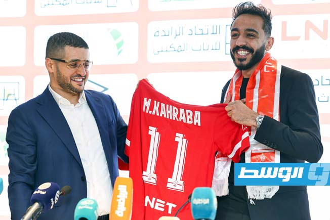 (كهربا) خلال المؤتمر الصحفي للإعلان عن توقيعه لنادي الاتحاد الخميس 23 يناير 2025 (صفحة نادي الاتحاد على فيسبوك)