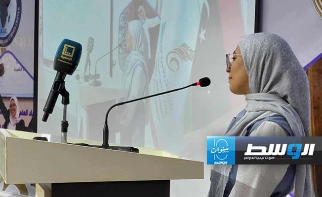 ريان اللبلاب ابنة الراحل محمود اللبلاب تتحدث خلال الاحتفالية، 9 يوليو 2024. (وزارة الثقافة)