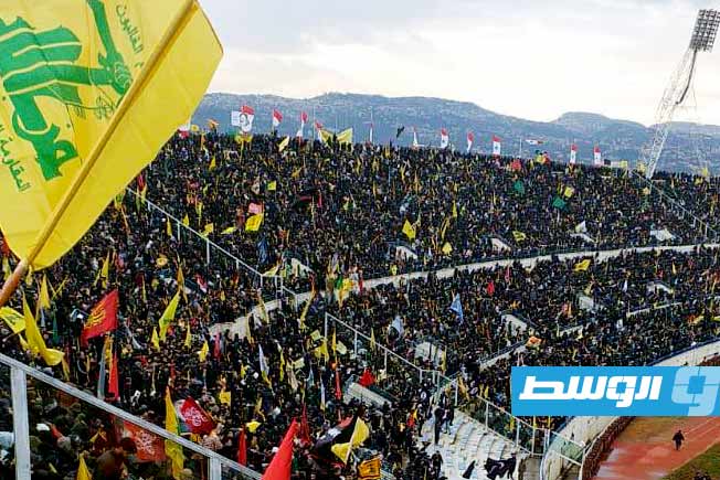 الآلاف من أنصار حزب الله اللبناني خلال مراسم تشييع حسن نصر الله.. 23 فبراير 2025. (الإنترنت)