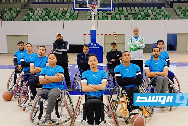 جانب من تدريبات المنتخب الليبي لكرة السلة على الكراسي المتحركة تحت 23 عاما في طرابلس (تصوير - محمد قجام)