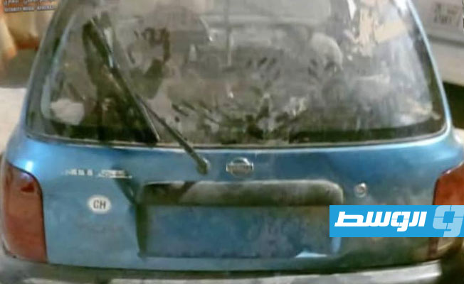 سيارة مستخدمة في سطو مسلح ببنغازي، 1 يوليو 2023. (مديرية أمن بنغازي)