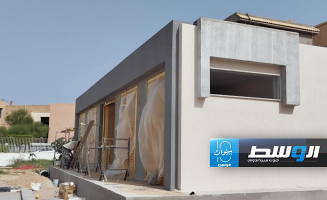 جانب من إنشاء محطة توزيع كهرباء مجمع العيادات الذهبي بمصراتة (الشركة العامة للكهرباء)