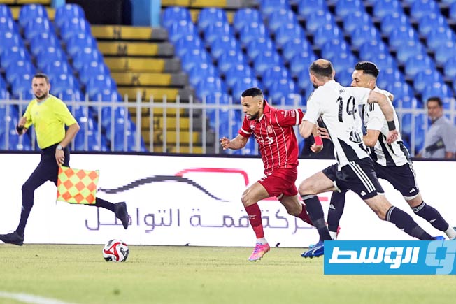 مباراة الاتحاد والمدينة في إياب المجموعة الثانية من دور السداسي الأول بالدوري الليبي الممتاز لكرة القدم، الجمعة 30 مايو 2025. (تصوير - محمود دردور، بوابة الوسط)