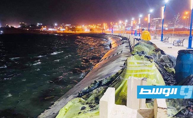 الشاطئ حين تعرضه للتلوث بمادة المازوت