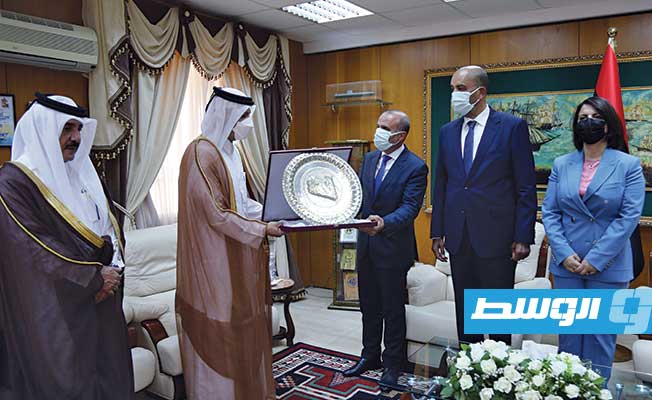 لقاء الكوني واللافي مع وزير الخارجية القطري والوفد المرافق له، الأحد 22 مايو 2021. (المجلس الرئاسي)