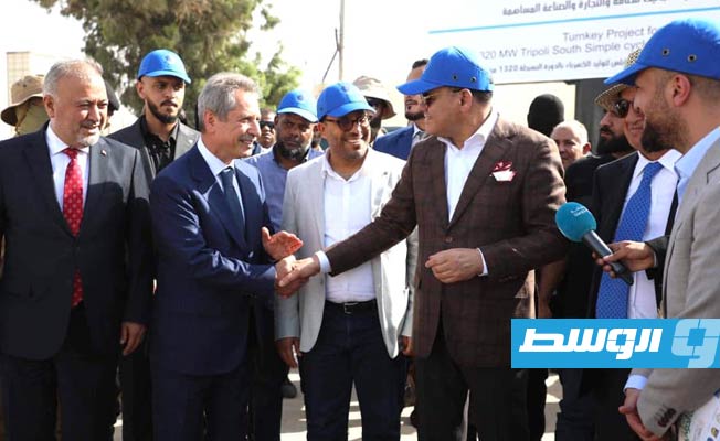 احفتالية وضع حجر أساس مشروع تنفيذ محطة كهرباء جنوب طرابلس الغازية، الأحد 20 أغسطس 2023. (الشركة العامة للكهرباء)