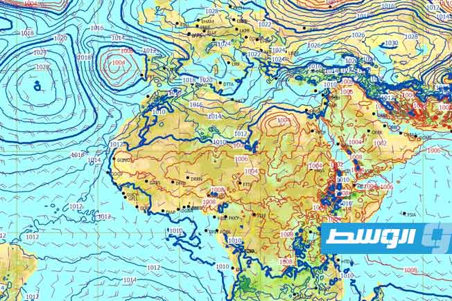 شكل المنخفض الجوي المتوقع أن يضرب الحدود المصرية. (الهيئة العامة للأرصاد في مصر)