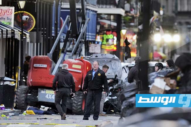 الشرطة الأميركية في مكان الحادث بنيو أورلينز، 1 يناير 2025. (أ ف ب)