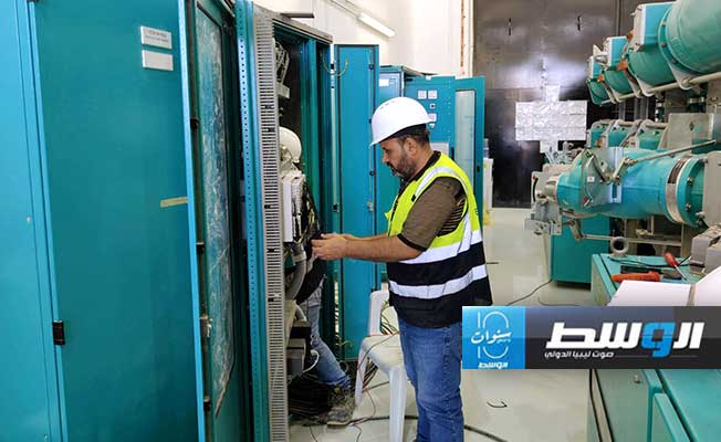 جانب من الأعمال الجارية في مشروع محطة حقن حي السلام ببنغازي، الثلاثاء 18 يونيو 2024 (الشركة العامة للكهرباء)