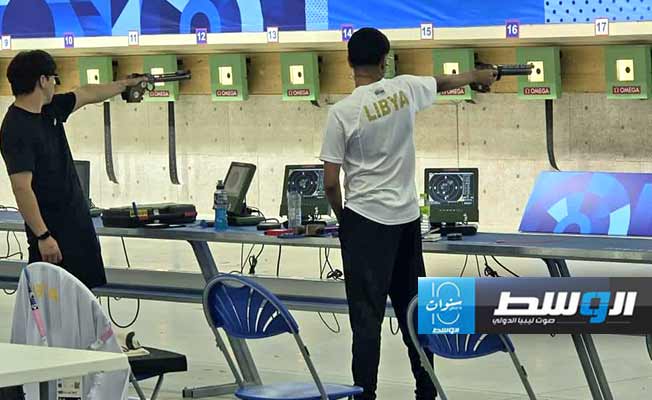 محمد بن دلة خلال تدريباته في فرنسا (صفحة اللجنة الأولمبية الليبية على فيسبوك)