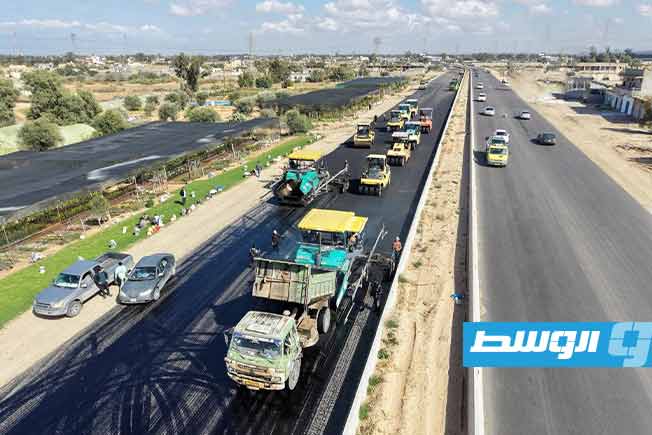 رصف الطريق الساحلي في قاطع مصنع النجمة – جسر القره بوللي، 27 مارس 2026 (صفحة خطة عودة الحياة)