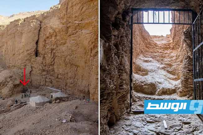 صور منشورة من قبل وزارة الآثار المصرية في 19 فبراير 2025 توضح مدخل مقبرة الملك تحتمس الثاني في الأقصر في جنوب مصر (وزارة الآثار المصرية / أ ف ب)