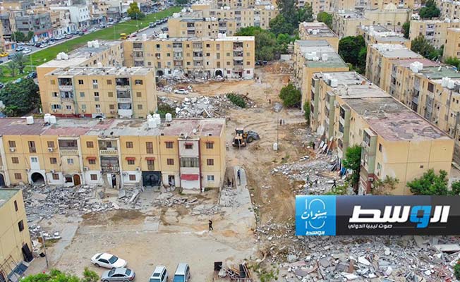 إزالة البناء المخالف والعشوائي في حي الأندلس، 13 سبتمبر 2024. (شركة الخدمات العامة طرابلس)